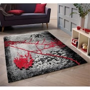 HOMEDORA Homedora HD-JC2032-BLC-GRY 5 x 7 ft. Discount World Modern Jersey Collection Abstract Stylish Stain Resistant Floor Rug - Black & Gray HD-JC2032-BLC-GRY